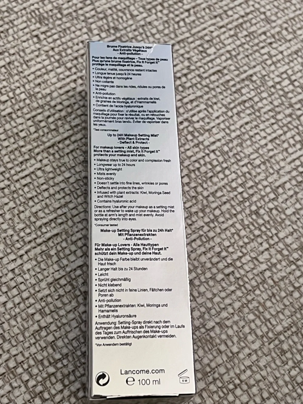 Lancome Fix It Forget It Makeup Setting Spray 100ml NIB